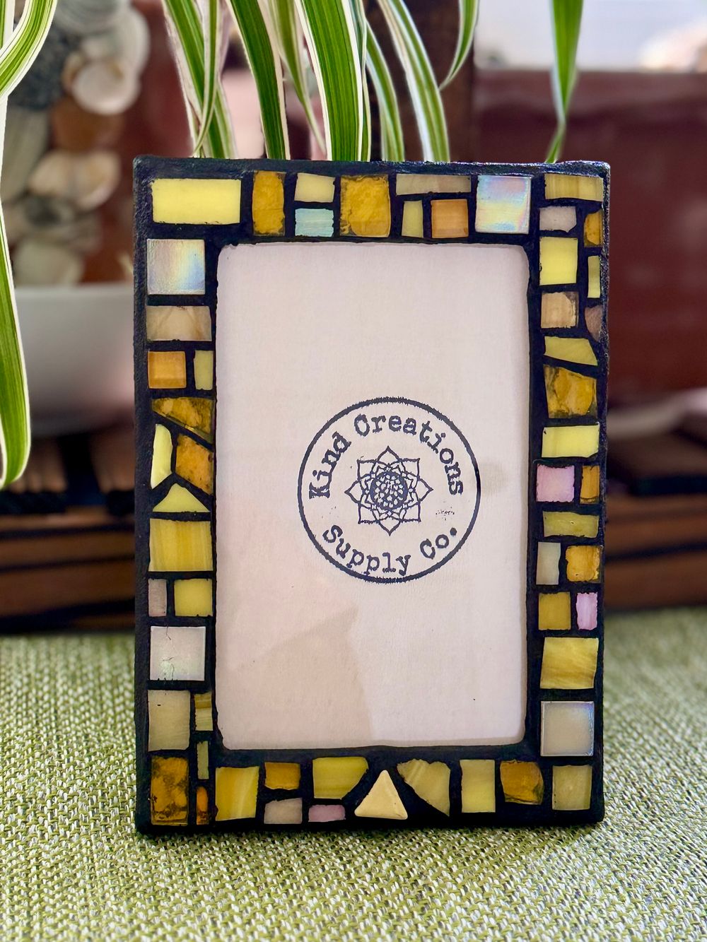 Glass Mosaic Picture Frame 4x6 Yellow